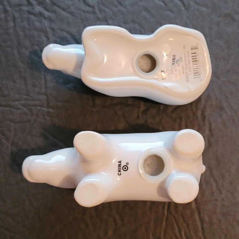 White Rhinoceros Salt & Pepper Shakers Set with Golden Horns